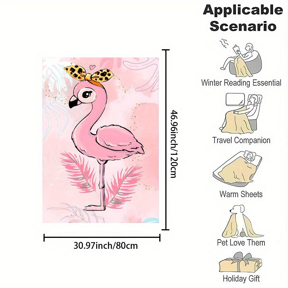 Cute pink cartoon flamingo Flannel printed blanket suitable for all seasons suitable for living room office sofa and travel