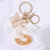 Chic White Tassel Letter Keychain with Resin Epoxy Pendant - Stylish Ornament for Bags