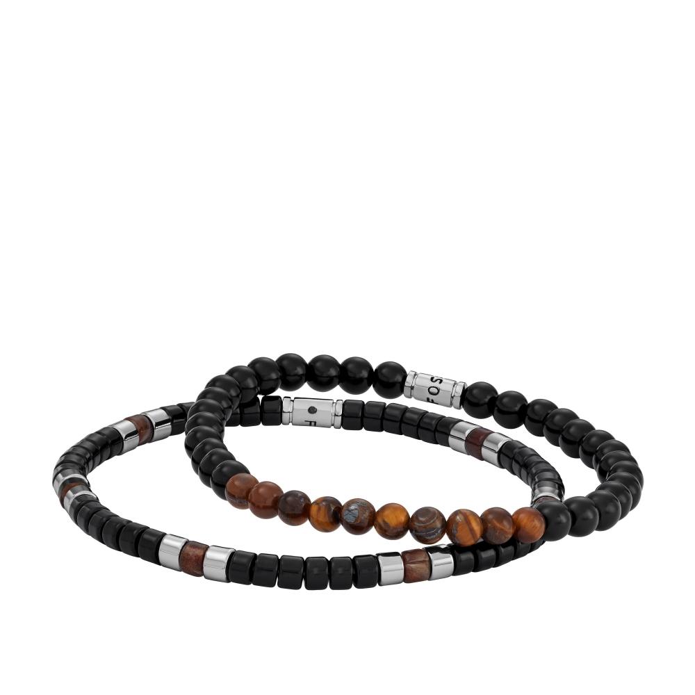 

Fossil Men s Black Acrylic Beaded Bracelet Gift Set black