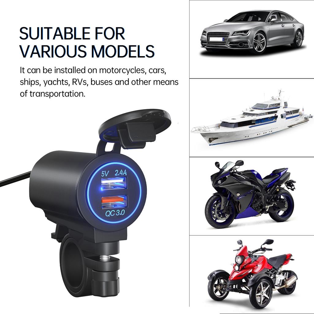 Auto Car Charger Quick USB Port Cigarette-Lighter Laptop Charger Portable Adapter with Switch Power Port Outlet Converter Combo-car Charger