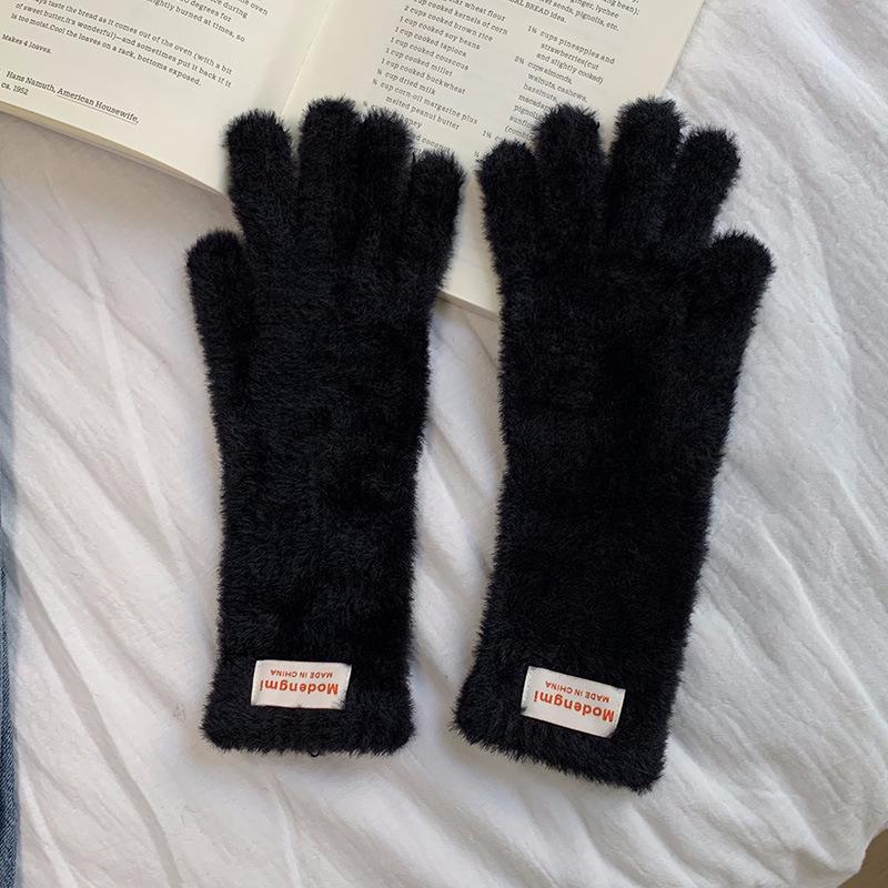 2024 Damskie Zimowe Dzianinowe Rękawiczki Bez Palców do Ekranów Dotykowych - Styl Koreański Długie Rowerowe Ochrona przed Zimnem