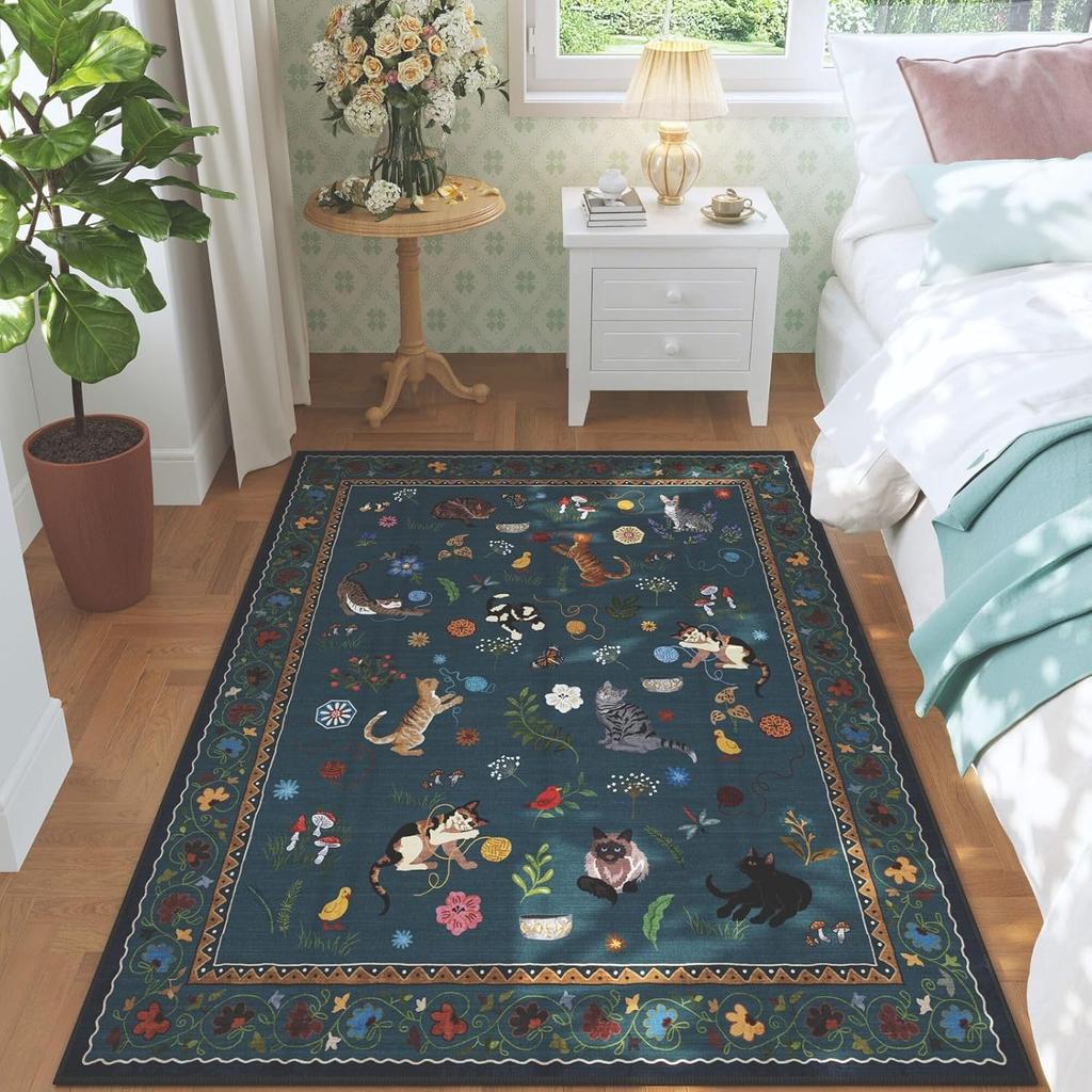 Animal Jungle Carpet Mat - Natural Carpet Decoration for Living Room and Bedroom Leopard Deer and Flamingo Pattern Carpet