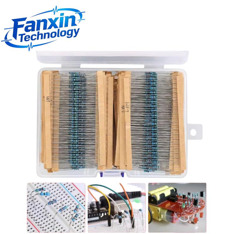 2600-600PCS,130 Values 1/4W 0.25W 1% Metal Film Resistors Assorted Pack Kit Set Lot Resistors Assortment Kits Fixed resistor