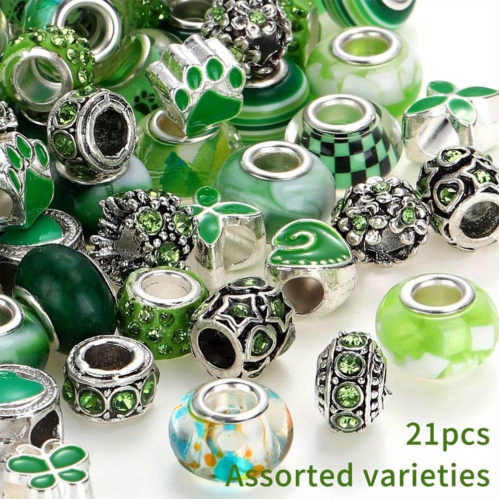 7/14/21 Stück Harzmaterial Grüne Serie Großlochperlen Zufälliger Stil Bastel Zwischenperlen DIY Armband Halskette Ohrringe Schlüsselanhänger Schmuckzubehör