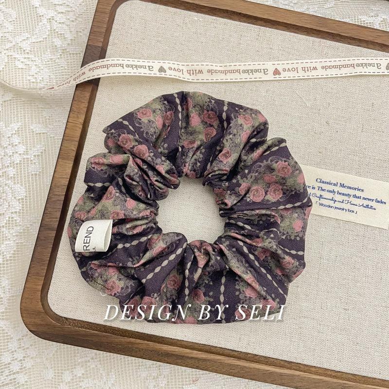 Scrunchie Multi Styles Floral Plaid Soft Fabric Minimalist Versatile Women Hair Tie Hair Accessories