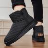 Leather Snow Boots Men's High Top Thermal Fleece Lined Winter Shoes Anti-Slip Cold Weather Boots Outdoor Cotton Casual Shoes
