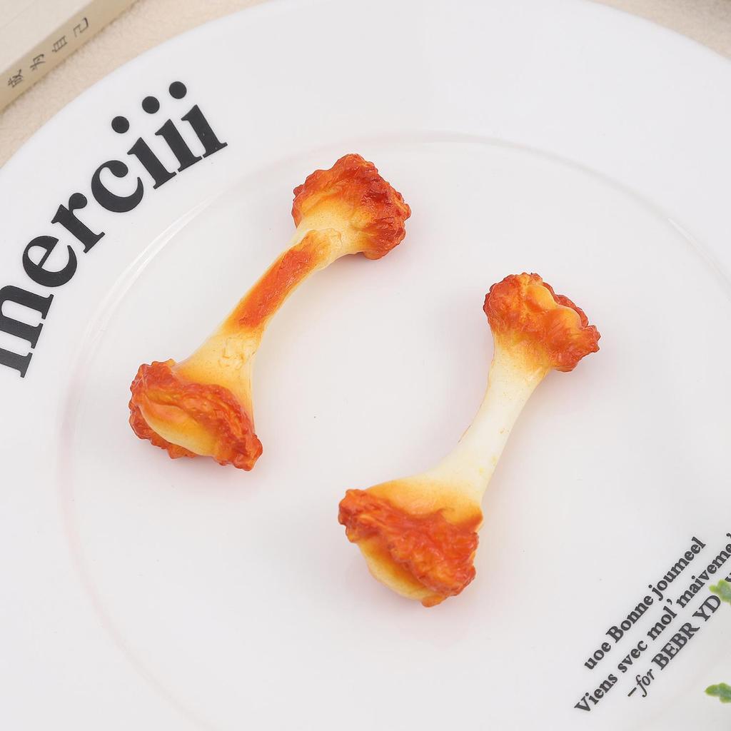 Simulated Chicken Leg & Wing Bone Keychain - Creative Food Toy Pendant