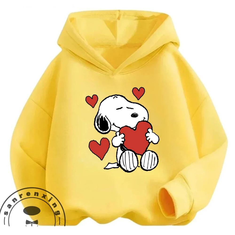 Kawaii Printed Hooded Sweatshirt Autumn Winter Casual Trendy Cartoon Kids Shirt Snoopy Children