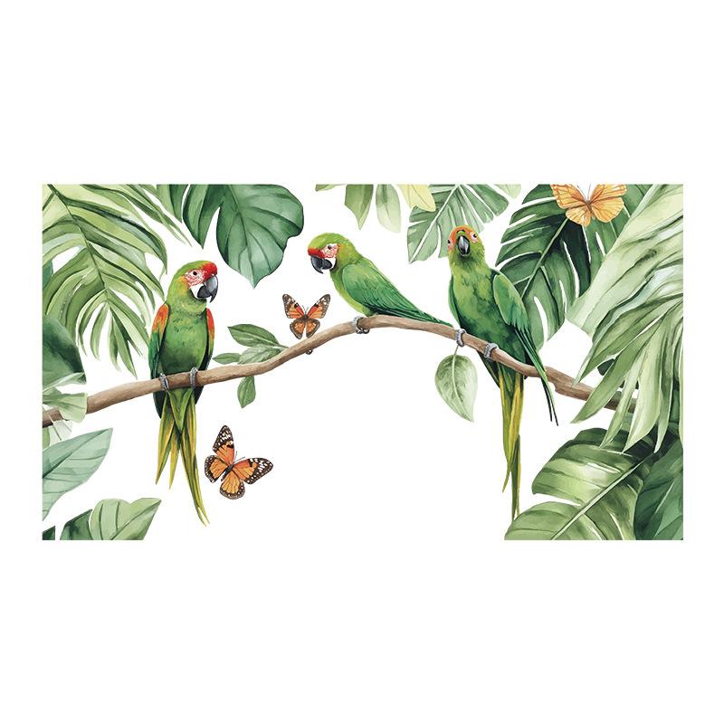 Parrot rainforest plant bedroom room entrance wall beautification decorative wall stickers self-adhesive