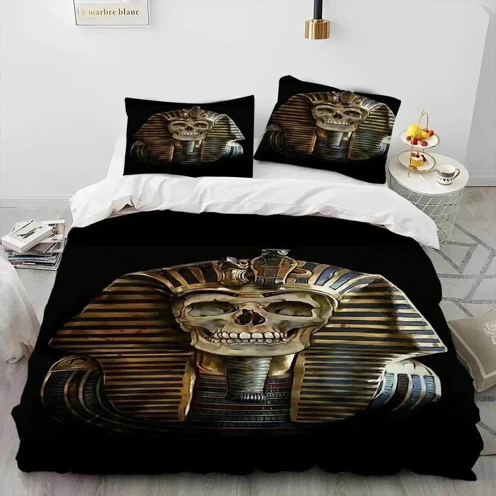 

Egyptian Mythology Pharaoh Hieroglyphics Bedding Set Duvet Cover Bed Set Quilt Cover Pillowcase Comforter King Queen Size EU Twin(135x200cm)