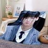 1Pc Cha Eun-woo Print Blanket Soft Comfortable Polyester Throw Blanket Allseason Use Perfect Bedroom Office Outdoor Ideal Christmas Gift Choice Print 