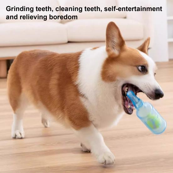 Water Bottle Dog Toy Squeaky TPR Bottle Dog Chew Toy with Tennis Ball Inside Interactive Fetch Toy for Small Medium Large Dogs