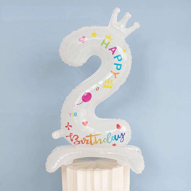 32 Inch Standing White Number Balloons Birthday Decoration Balloons Kids Birthday First Party Girl Banquet Shower Baby Decor 