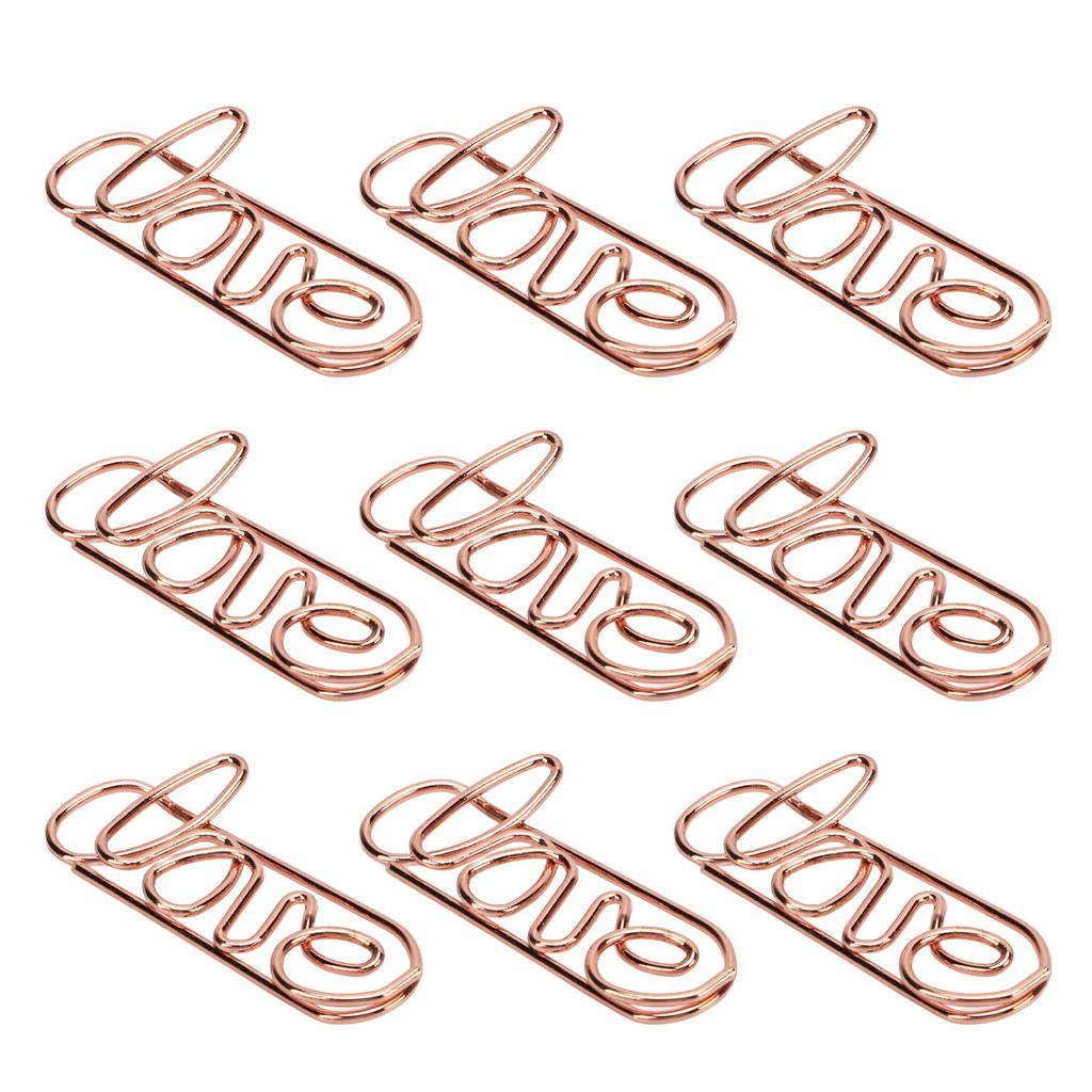 100 Peças Clips de Papel Ouro Rosa Formato Único Processo de Galvanoplastia Leve Portátil Clipe de Papel de Metal com Caixa de Armazenamento