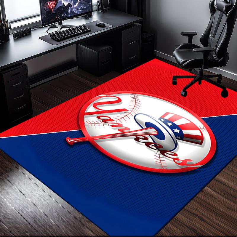 Yankees Baseball Team Logo Rug Office Carpet Non-Slip Mat, Chair Rug Floor Covering for Gaming, Bedroom, Living Room , Home Decor Christmas Gift