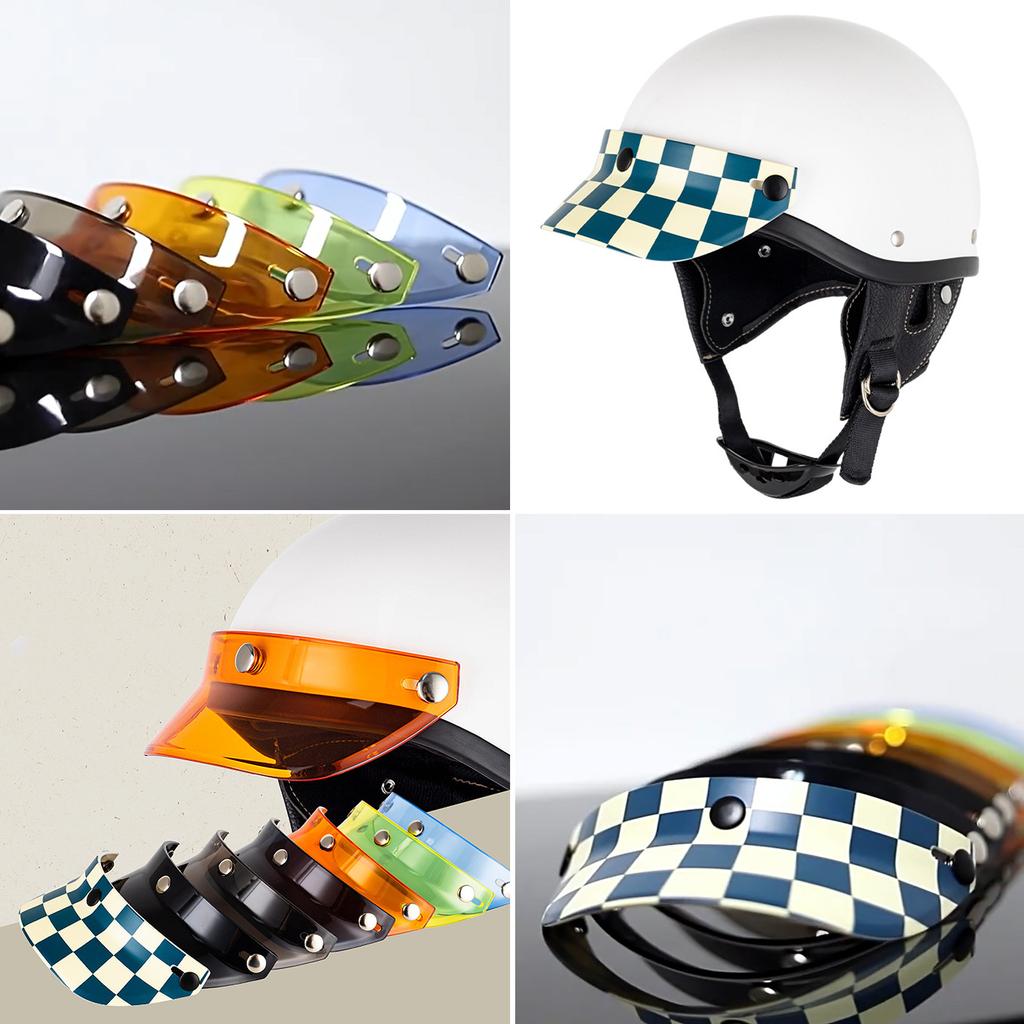 Windproof 3 Snap-Button Visor Shield Lens Visor Flip Up Wind Shield for Open Face Motorbike Helmet Anti-UV Fog Universal