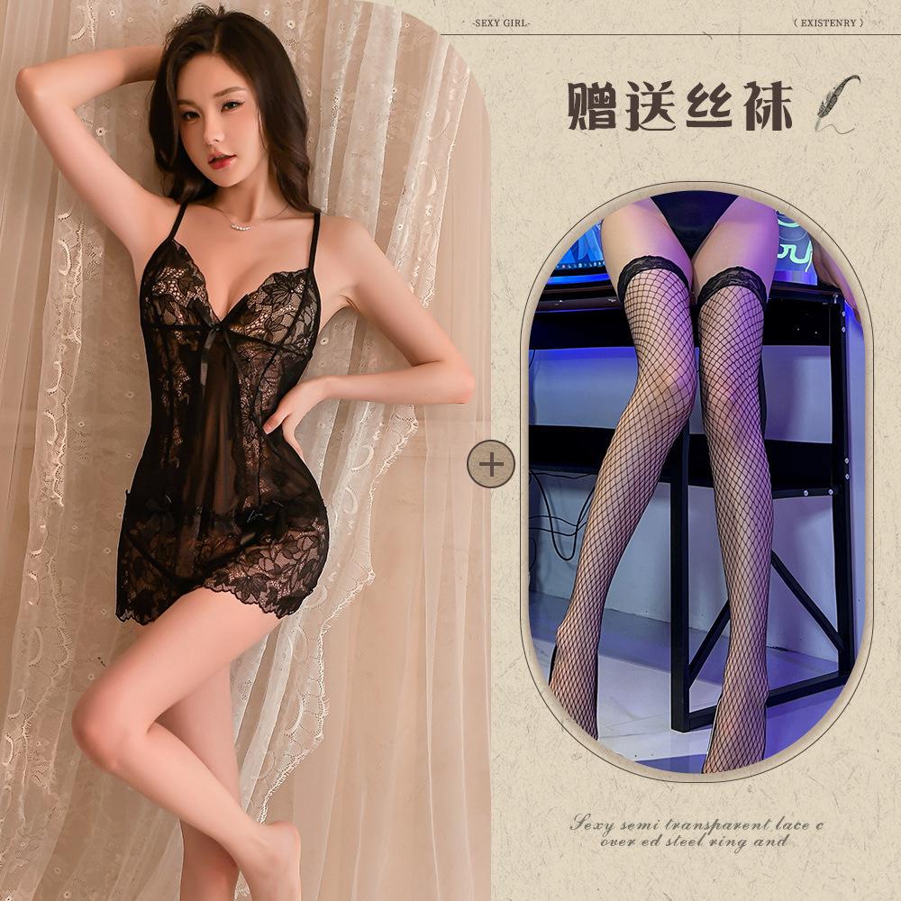 Sexy lingerie set Sexy transparent lace uniform Seduction Cosplay see-through outfit