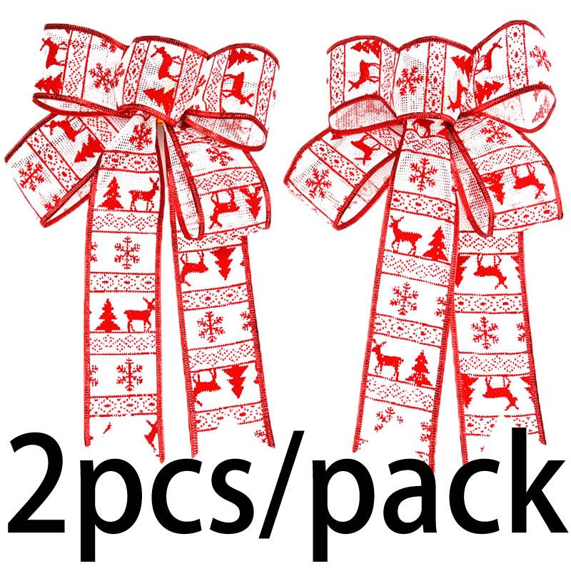 (2-teiliges Set/Packung) 24cm Bandschleife Weihnachtsbaumkranz Dekoration Leinen Schleife DIY Party Basteldekoration