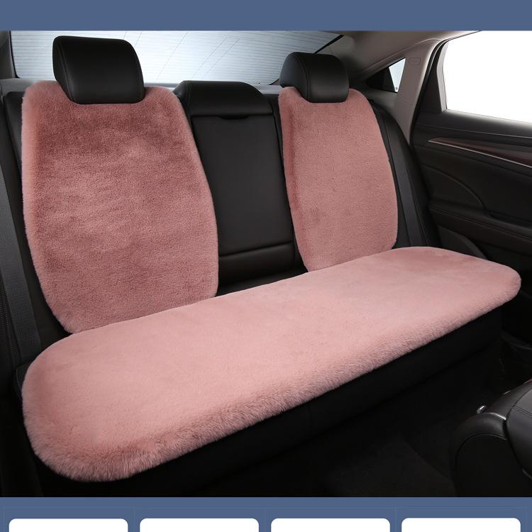 Universal Plush Car Seat Cushion Set - Faux Rabbit Fur, Short Hair, Winter Comfort for Rear Seats