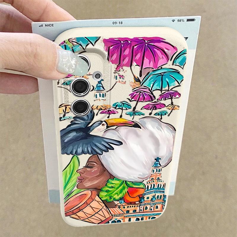 Tropical-style Toucan Pattern Case For Samsung Galaxy A57 A56 A55 A54 5G A37 A36 A35 A34 A17 A16 A15 A14 Leather Texture Silicone Cover