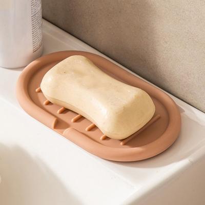 Self Draining Soap Dish Holder Silicone Soap Plate Soap Saver Tray  Bathroom Accessories