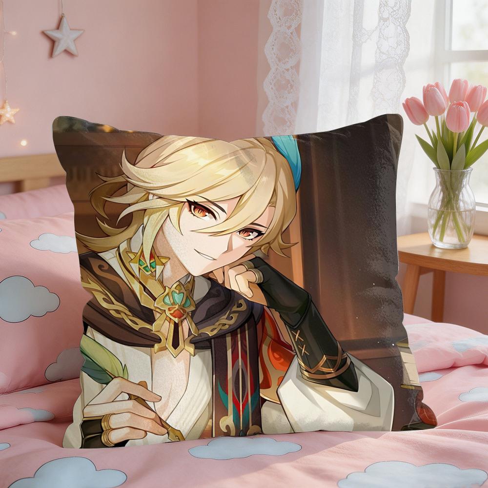 Kaveh Genshin Impact Cushion Cover Square Short Plush Pillow Case Living Room Sofa Home Decor Funda X