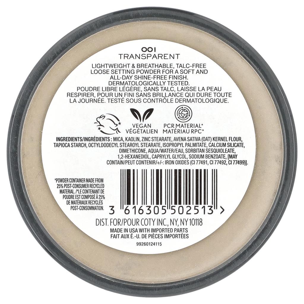 Stay Matte, Loose Setting Powder, 001 Transparent, 0.63 Oz (18 G)