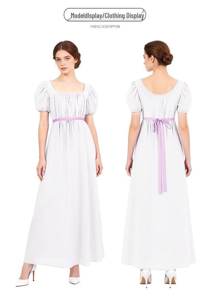 Bridgerton Regency Kleid: Hochtailliertes viktorianisches Kleid für Halloween & Teepartys
