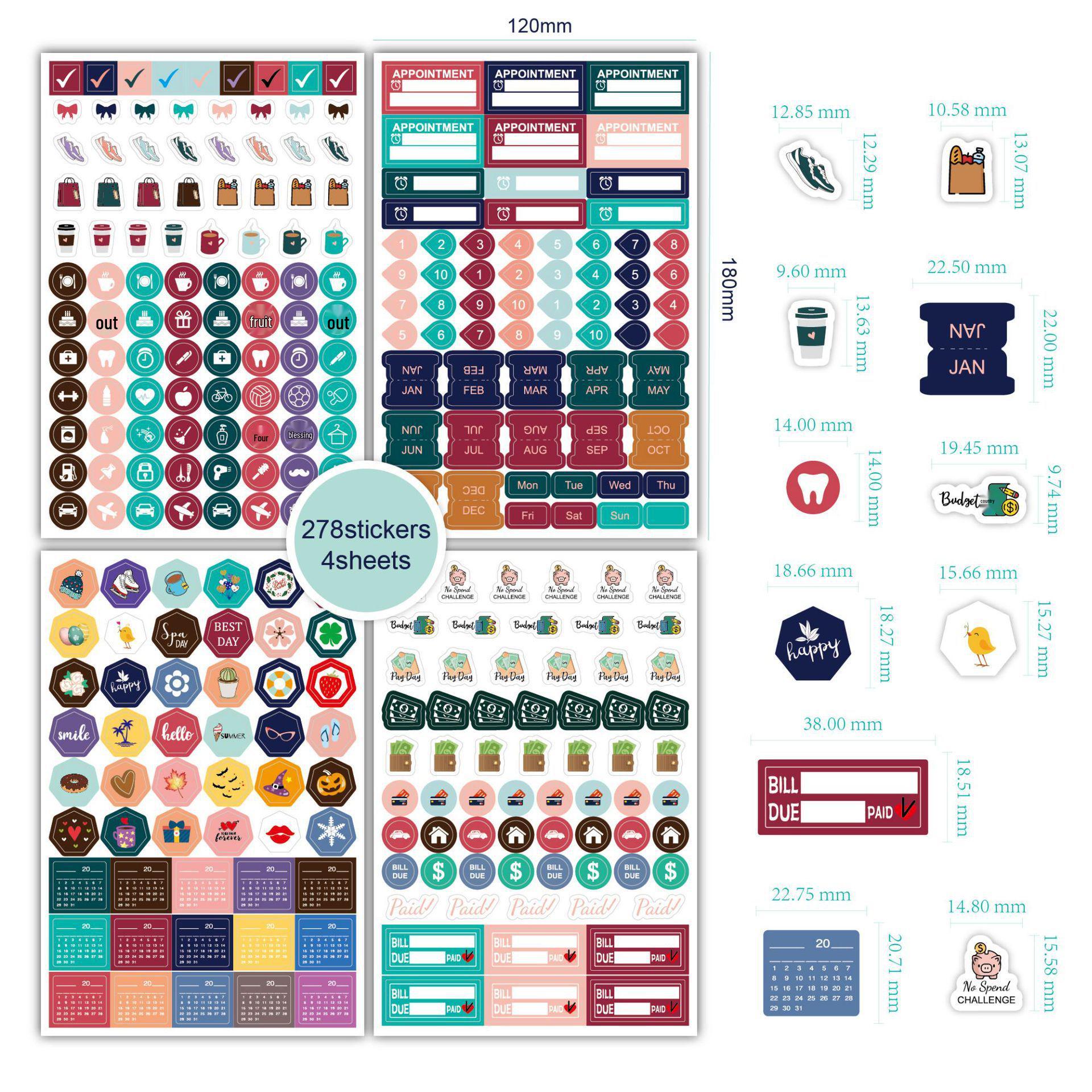 

Наклейки для планировщика делового фитнеса: Расписание, Заметки и Творческое планирование