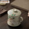 350ml Ru Kiln Strawberry Rabbit Crescent Moon Filter Tea Separator Cup Handmade Tea Mug With Infuser Tea Maker Office Water Cup