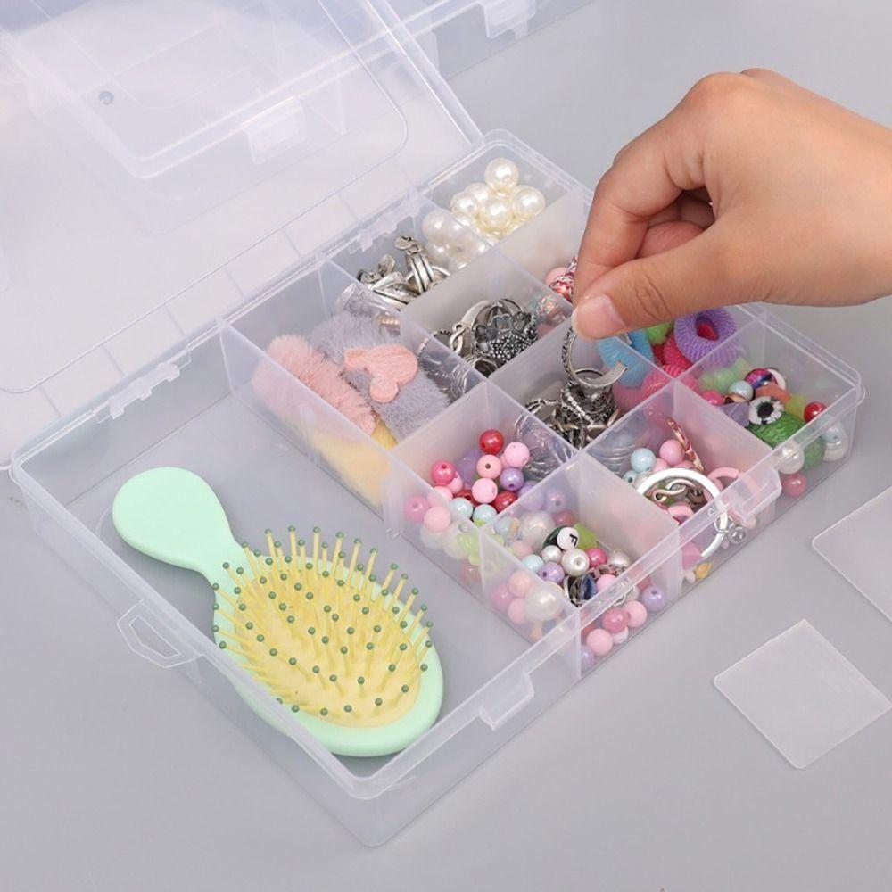 1Pcs Transparent Plastic Storage Box Adjustable Organizer Case New Container Box