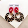 Acrylic Earrings Geometric Earrings for Women Vintage Exaggerated Acrylic Black White Leopard Print Hollow Circle Earrings Gifts