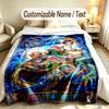 Space Cosmic Theme Custom Blanket Personalized Name & Text Customized Soft Warm Throw Blanket Home Decor