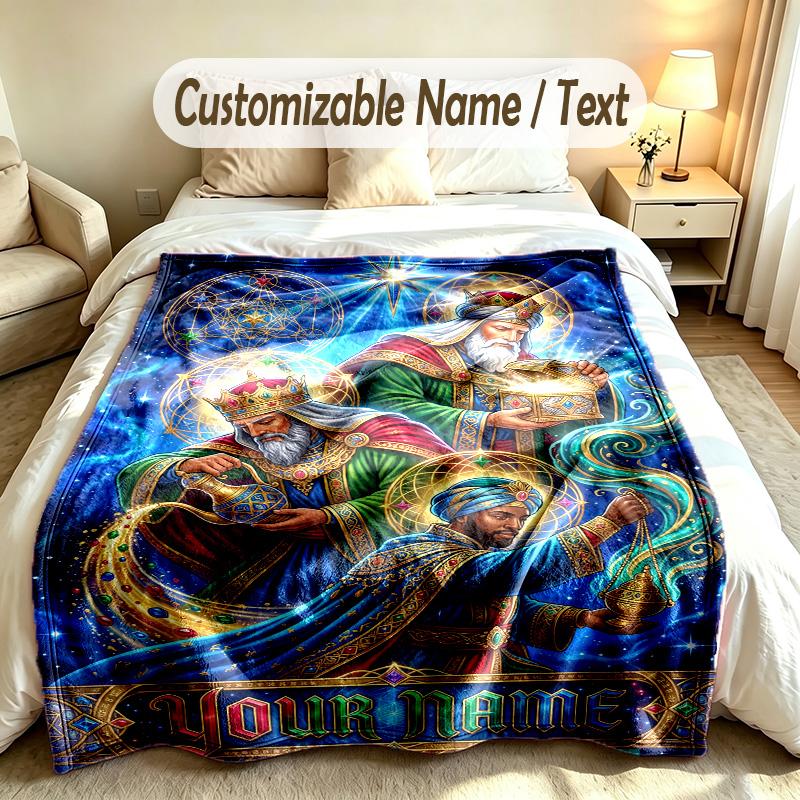 Space Cosmic Theme Custom Blanket Personalized Name & Text Customized Soft Warm Throw Blanket Home Decor