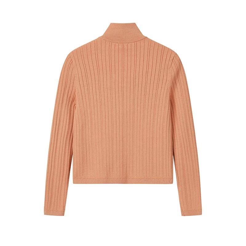 Fila Biela Klasická Módna Jednoduchá Elegantná Ležérna Pohodlná Všestranná Štíhly Strih Polovičný Zips Stojačik Pletený Sveter Dámske topy Oranžová F11W613401FOR