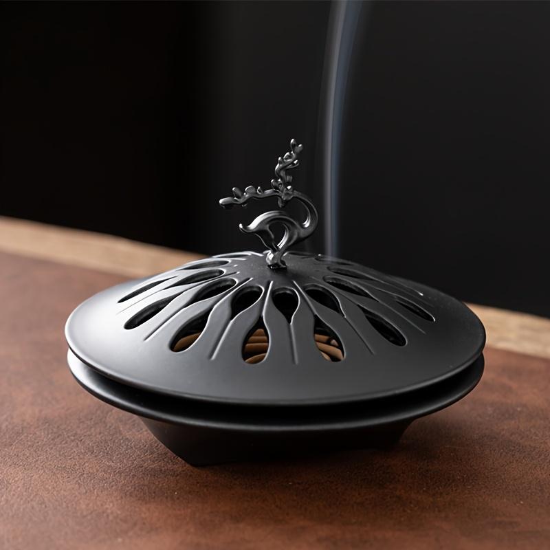 

Creative Ornament Deer Lid Backflow Incense Holder Zinc Alloy Lucky Deer Incense Censer Retro Hollow Fragrance Censer Home Decor чёрный