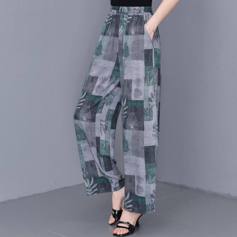 

Women s Plus Size Wide Leg Pants, Elastic Waist Cotton Linen Summer Casual Trousers (XL-5XL) 5XL
