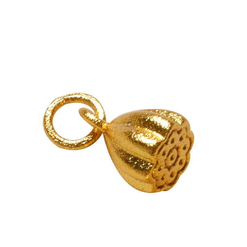 Copper-Gold Plated Lotus Seed Pod Pendant Charm - DIY Fu Button & Handmade Mobile Chain Necklace