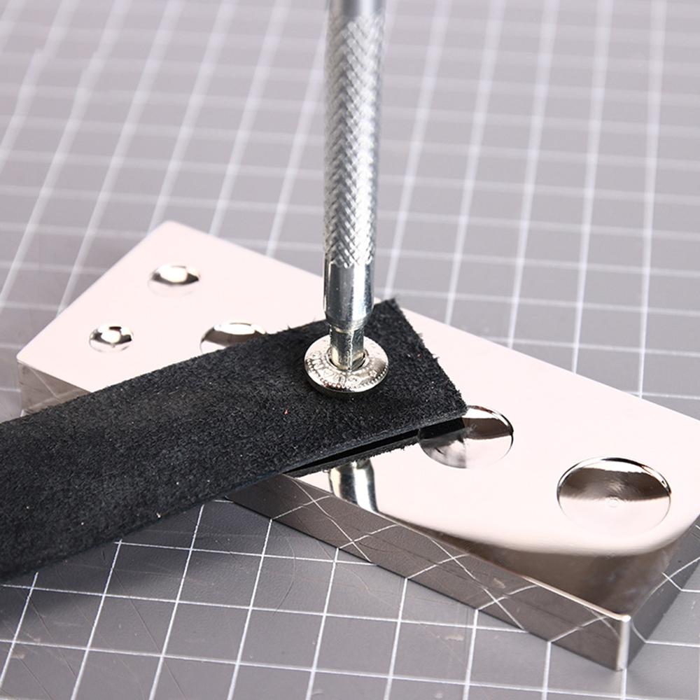 

6 in 1 Stainless Steel Rivet Setting Base Leathercraft Snap Fastener Installation Workbench Type A