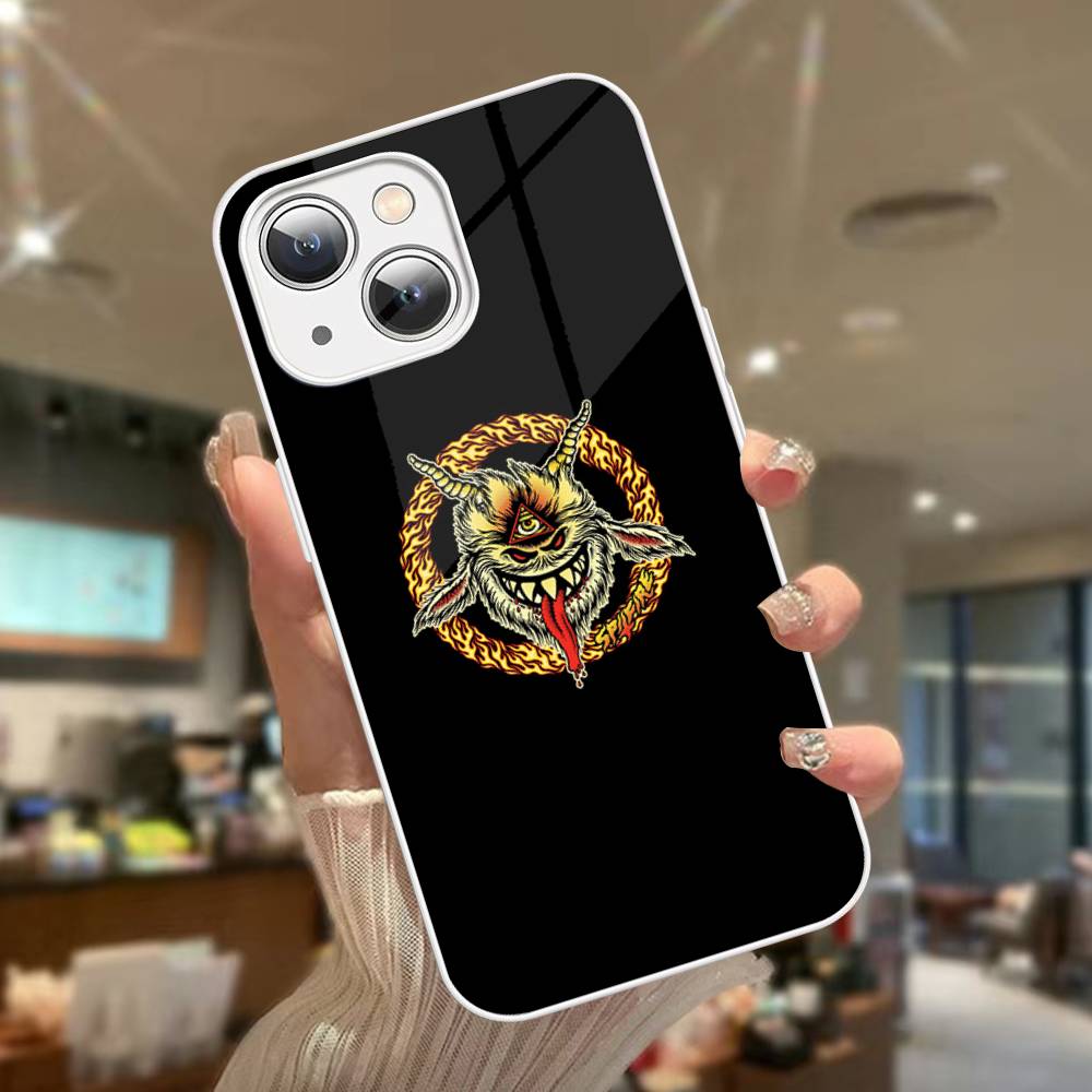Fashion S-Spitfire Skateboard For IPhone 14 13 12 Mini 11 Pro XS Max X XR 14 Plus Tempered Glass Cover