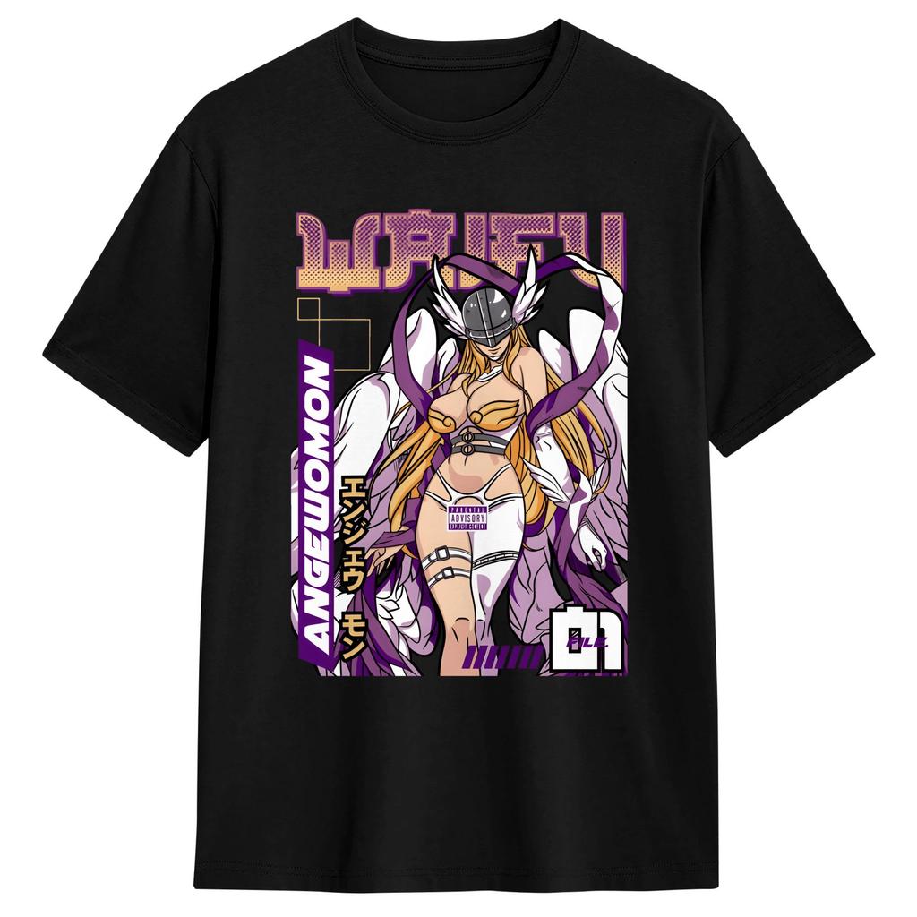 Angewomon T-Shirts Fashion Pure Cotton Tee Shirt Crew Neck Short Sleeve T Shirts Summer Tops