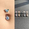 Dangled Design Crystal Zircon Piercing Belly Stainless Steel Belly Rings  Body Jewelry