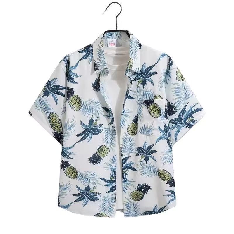 Printed Shirt Men Women Casual Fashion Short Sleeves Shirts Button Lapel Streetwear Oversized Clothing No Pockets