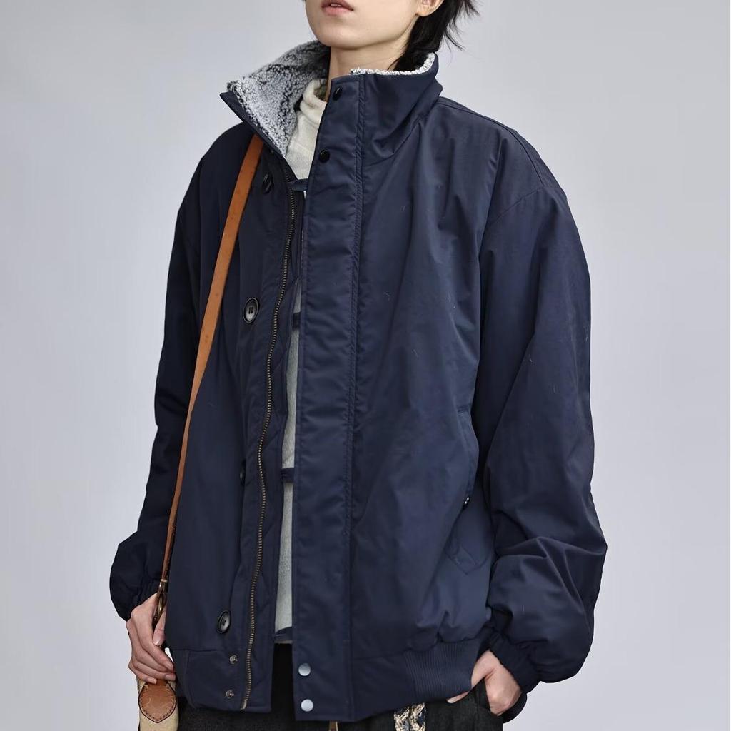 Unisex Autumn Retro Waterproof Stand-Up Collar Sporty Jacket, Solid Color, Loose Fit.