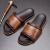 Fashion Top Quality Men Genuine Leather Slippers 2025 Summer Casual Comfortable Shoes Luxury Men Handmade Sandals Shoes