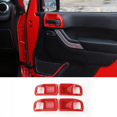 Red Inner Door Handle Bowl Decor Cover Trim for 4-Door Jeep Wrangler JK 2011-17