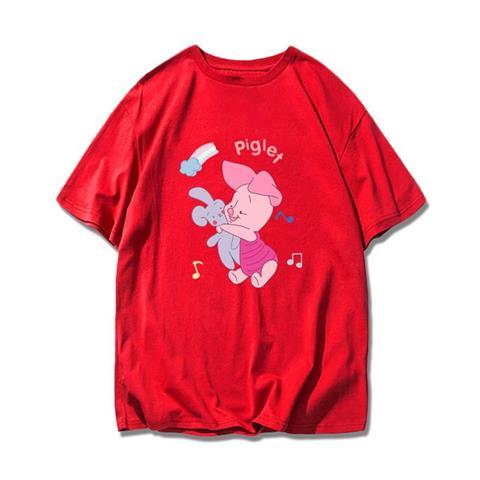 Cartoon Winnie The Pooh Cotton Tshirt Cartoon Piggy Comfortable Skinfriendly Breathable and Trend Short Sleeve Tshirt