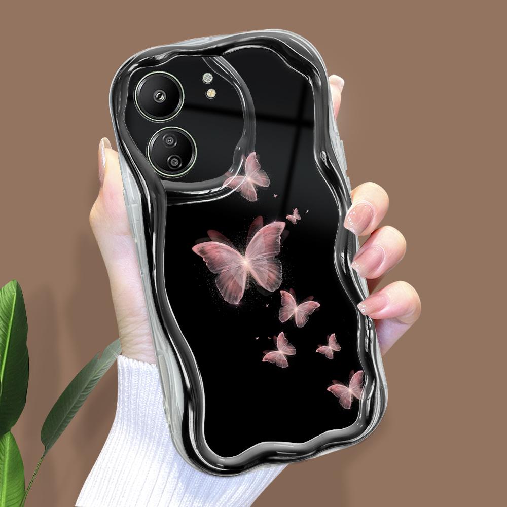 Cute Cartoon Pattern Cream Texture Casing Wavy Edge Soft Silicone Cover Phone Case for Xiaomi Redmi