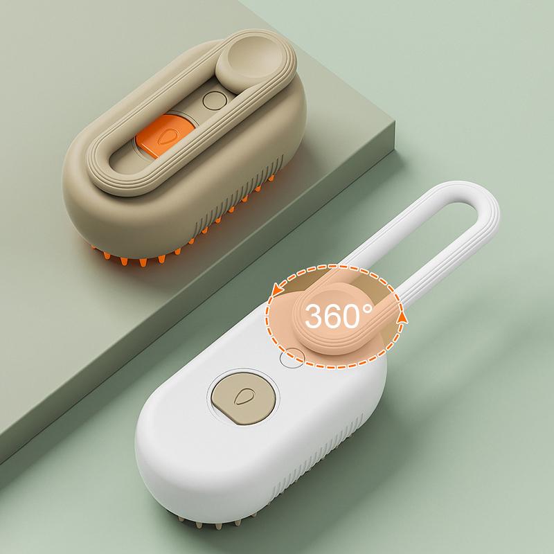 Steamy Brush Electric Spray Cat Hair Brush 3in1 Pet Hair Removal Tool 360° Rotating Handle Silicone Multifunctional Massage Comb