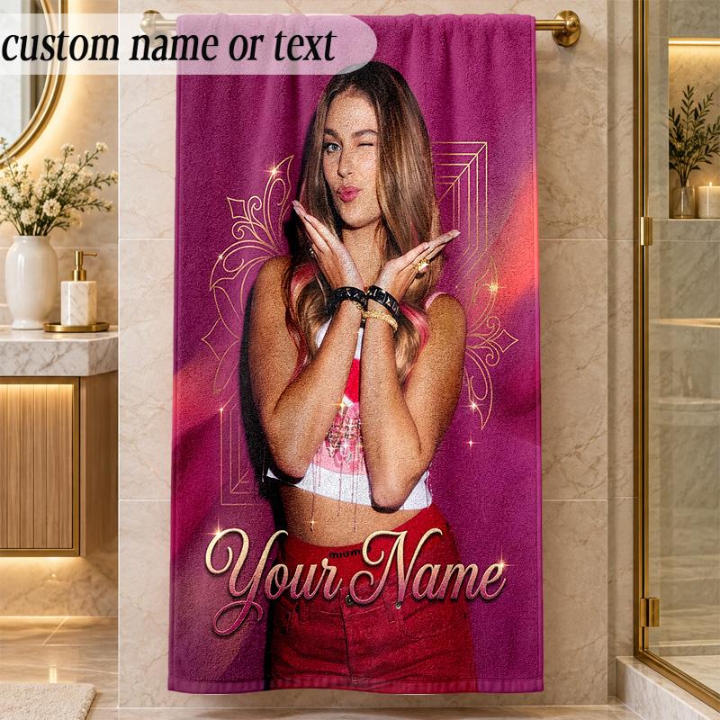Beach TowelRoxy Dekker Custom Name Text Personalized Soft Towel for Beach Pool Indoor Home Decor Gift